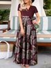 Robe maxi à manches courtes imprimée pour femme