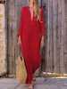 Robe maxi à manches longues et col montant