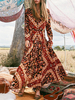 Robe Maxi 2021 Boho À Manches Longues Robe Col En V Robe D\