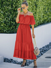 Robe Maxi Col Bateau Manches Courtes Robe Longue Polyester