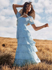 Robe Maxi Col Carré Manches Courtes Polyester Décontracté Géométrique Longueur Sol Robe