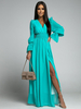 Robe Maxi Col V Manches Longues Polyester Robe Longue Bohème