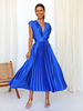 Robe Maxi Col V Sans Manches Décontractée Robe Longue Plissée