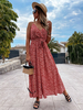 Robe Maxi Col V Sans Manches Polyester Imprimé Robe Longue