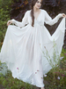 Robe maxi en mousseline de soie blanche pour femmes Robe Regency Coupe Empire Déguisements Halloween