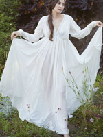 Robe maxi en mousseline de soie blanche pour femmes Robe Regency Coupe Empire Déguisements Halloween