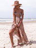 Robe maxi en mousseline de soie pour femmes; manches longues; fente longue; imprimé floral