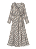 Robe maxi grande taille col en v manches longues plissée à lacets noeuds motif imprimé floral robe longue dété