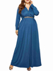 Robe maxi grande taille pour femme Robe à manches longues turquoise