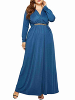 Robe maxi grande taille pour femme Robe à manches longues turquoise