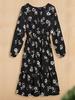 Robe mi-longue col bijou manches longues motif imprimé floral polyester robe tubulaire surdimensionnée décontractée