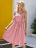 Robe mi-longue col bijou sans manches en polyester Robe dété mi-longue