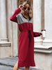 Robe mi-longue col montant manches longues couleur bloc fermeture éclair robe longue décontractée surdimensionnée