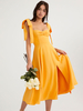 Robe mi-longue décontractée en polyester à encolure carrée et sans manches