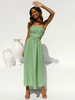 Robe Mi-longue Femme avec Epaule Dénudée Coupe Cintrée Bas Evasée Unicolore
