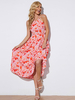 Robe Mi-longue Femme Imprimé avec Bretelles avec Epaule Dénudée Coupe Cintrée Bas Evasée Robe Maxi