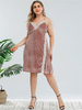 Robe mi-longue grande taille pour femme bretelles cou sans manches polyester bicolore longueur au genou robe une pièce