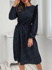 Robe Mi-longue Imprimé Femme à Col Rond avec Manches Longues Amples Coupe Cintrée Bicolores Robe Femme