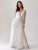 Robe Mi-longue Robe Semi-formelleà Col En V Manches Longues