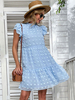 Robe midi plissée en polyester classique à col haut et manches courtes