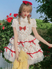Robe Mignonne Lolita Blanche Rouge Polyester Volants Nœuds Sans Manches Jupe Pull Lolita