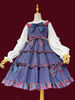 Robe Mignonne Lolita JSK Bleu Coton Sans Manches Volants Arcs Jupe Pull Lolita
