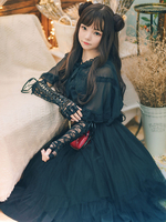 Robe Mignonne Lolita Jsk En Polyester Noir Sans Manches Jupes Pull Lolita