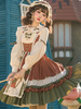 Robe Mignonne Lolita JSK Rouge Brique Sans Manches À Lacets Nœuds Jupes Pull Lolita