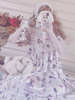 Robe Mignonne Lolita OP Blanc Manches Courtes Arcs Volants Imprimé Floral Robe Lolita Une Pièce