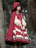 Robe Mignonne Lolita OP Bordeaux Polyester Manches Longues Arcs Volants Robe Lolita Une Pièce
