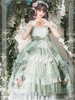 Robe Mignonne Lolita OP Polyester Manches Courtes Arcs Dentelle Volants Rococo Robe Longue Lolita
