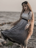 Robe Mignonne Lolita OP Polyester Manches Courtes Perles Volants Robe Une Pièce Ombre Lolita