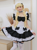 Robe Mignonne Lolita OP Polyester Manches Courtes Volants Nœuds Robe Lolita Une Pièce