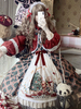 Robe Mignonne Lolita OP Polyester Manches Longues Volants Nœuds Robe Bordeaux Lolita Carreaux Imprimés