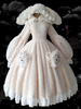Robe Mignonne Lolita Polyester Manches Longues Volants Blanc Robe Lolita