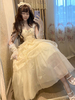 Robe Mignonne Lolita Polyester Nœuds Sans Manches Beige Lolita Jupe