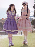 Robe Mignonne Lolita Robe De Style Pastoral À Manches Courtes En Polyester