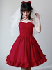 Robe Mignonne Lolita Robe Sans Manches En Coton Robe Rouge à Bretelle