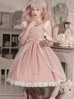 Robe Mignonne Lolita Volants Arcs en Dentelle Sans Manches Jupe Pull