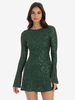 Robe mini à paillettes dos ouvert à manches longues robe de soirée danniversaire pour femmes 2025