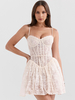 Robe mini corset en dentelle à col en cœur robe trapèze sexy à bretelles pour fête danniversaire 2025