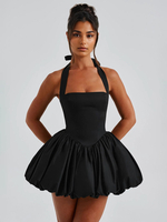 Robe mini dos nu noire à col carré et ligne A robe de soirée d\