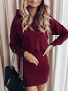 Robe Moulante à Capuche Courte Femme avec Manches Longues Coupe Cintrée Unicolore Robe Moulante