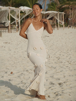 Robe moulante à fleurs 3D bretelles Spaghetti dos nu robes longues de vacances
