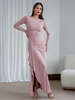 Robe moulante à manches longues avec détails froncés Robe longue de soirée élégante pour femme 2025