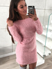Robe moulante à manches longues et encolure arrondie et mini robe sexy moelleuse