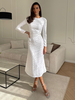 Robe moulante blanche à imprimé fleurie manches longues robe mi-longue robe fourreau élégante