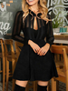 Robe Moulante Courte Femme à Col Rond avec Manches Longues Coupe Cintrée Bas Evasée Unicolore Robe de Soirée