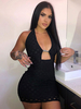 Robe Moulante Courte Femme avec Bretelles à Col Décolleté Coupe Cintrée Unicolore Robe Sexy