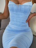 Robe Moulante Courte Femme avec Bretelles à Col Décolleté Coupe Cintrée Unicolore Robe Sexy